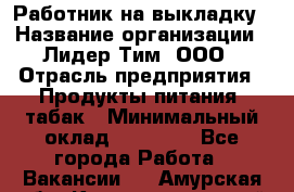 Работник на выкладку › Название организации ­ Лидер Тим, ООО › Отрасль предприятия ­ Продукты питания, табак › Минимальный оклад ­ 29 700 - Все города Работа » Вакансии   . Амурская обл.,Константиновский р-н